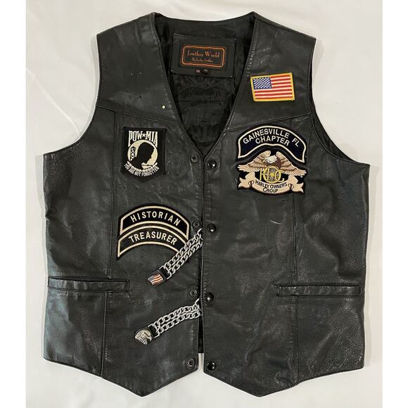 Lucky Leather Harley Davidson Vest Gainesville FL Patches Mens 3XL + Extenders - Picture 1 of 14
